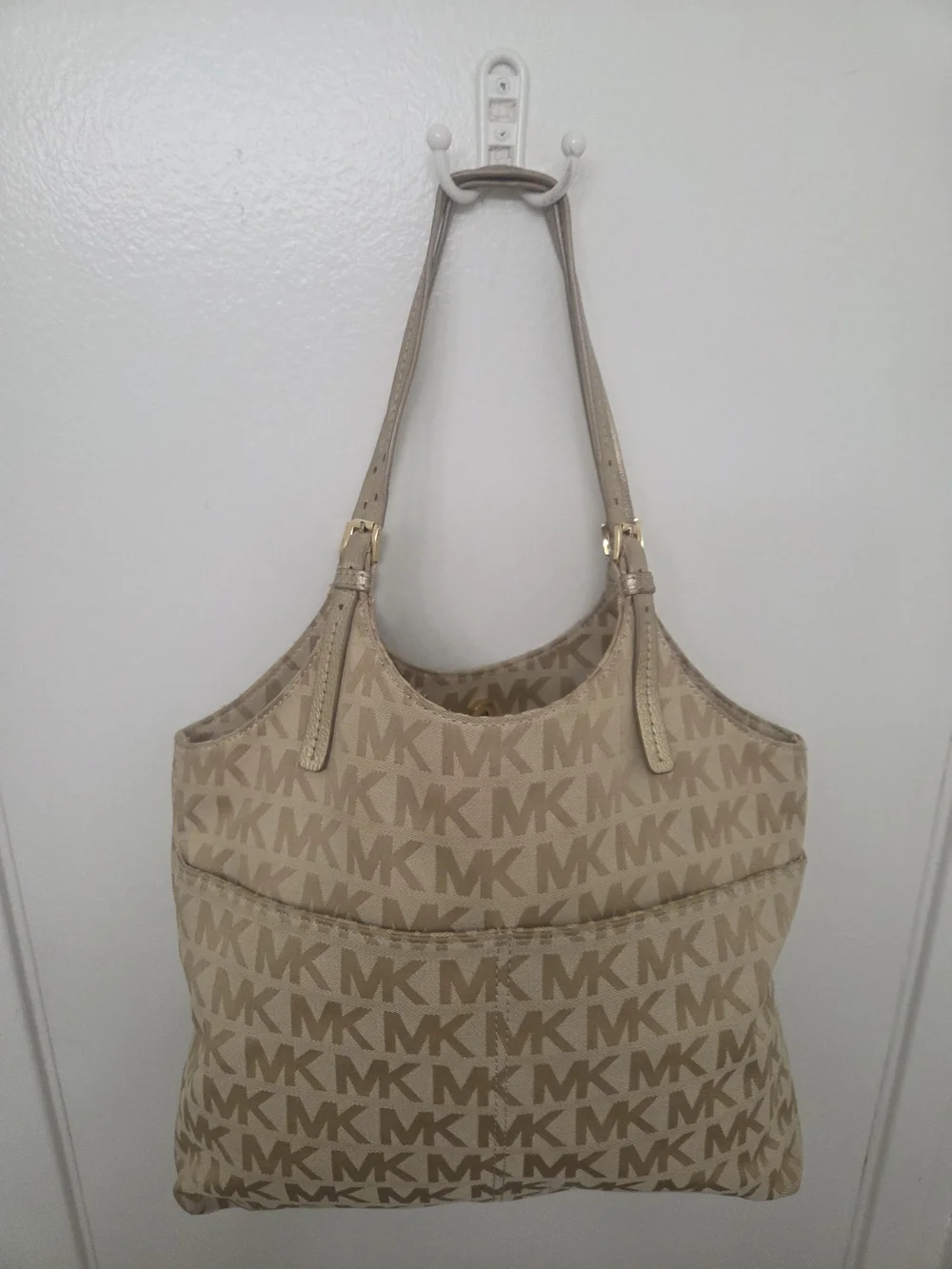 Michael Kors Beige Logo-Print Shoulder Bag